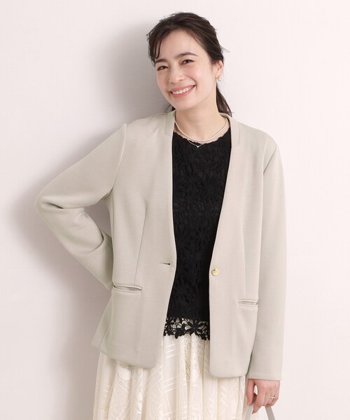 ITS'DEMO（イッツデモ）の「【入卒／洗濯機OK／セットアップ可】ダンボールノーカラージャケット（ノーカラージャケット・レディース・ブラック/ナチュラル・00）」の12枚目の写真