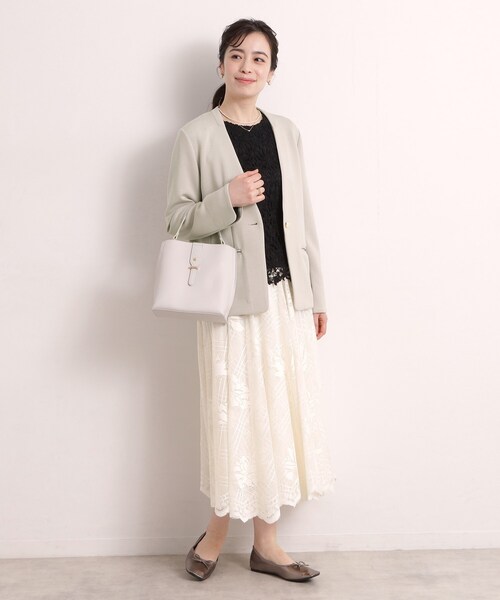 ITS'DEMO（イッツデモ）の「【入卒／洗濯機OK／セットアップ可】ダンボールノーカラージャケット（ノーカラージャケット・レディース・ブラック/ナチュラル・00）」の14枚目の写真