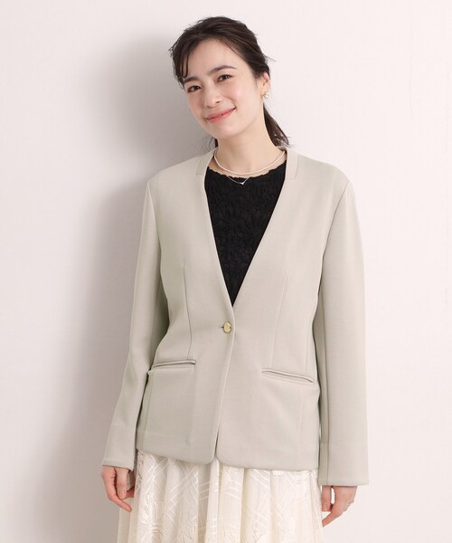 ITS'DEMO（イッツデモ）の「【入卒／洗濯機OK／セットアップ可】ダンボールノーカラージャケット（ノーカラージャケット・レディース・ブラック/ナチュラル・00）」の17枚目の写真