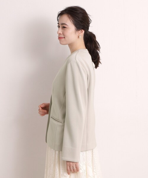 ITS'DEMO（イッツデモ）の「【入卒／洗濯機OK／セットアップ可】ダンボールノーカラージャケット（ノーカラージャケット・レディース・ブラック/ナチュラル・00）」の18枚目の写真