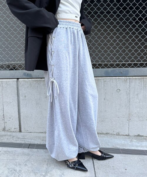 mline（エムライン）の「[mline]サイドレースアップスウェット（その他パンツ・レディース・チャコールグレー/グレー・2/1）」の5枚目の写真
