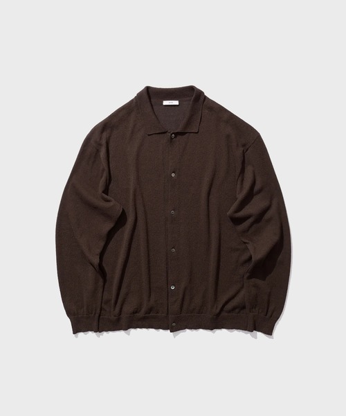 ATON（エイトン）の「【ATON / エイトン】COTTON WASHI BOUCLE POLO CARDIGAN（カーディガン/ボレロ・メンズ・ブラウン/イエロー・6/4）」の2枚目の写真