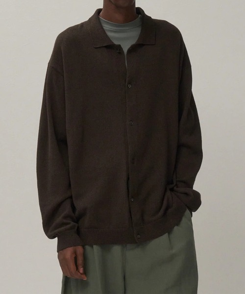 ATON（エイトン）の「【ATON / エイトン】COTTON WASHI BOUCLE POLO CARDIGAN（カーディガン/ボレロ・メンズ・ブラウン/イエロー・6/4）」の3枚目の写真