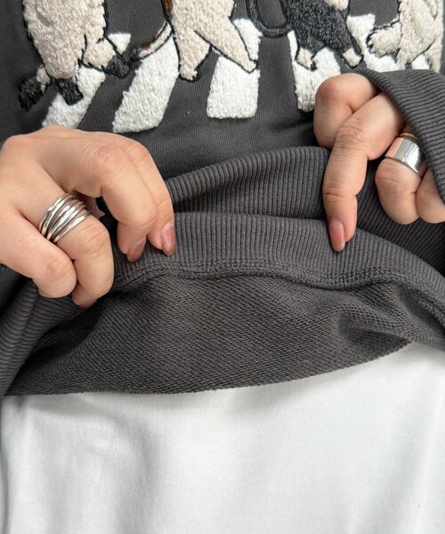 CPCM（シーピーシーエム）の「ネコサガラ刺繍裏毛スウェット（Tシャツ/カットソー・レディース・チャコールグレー/イエロー/ライトグレー/サックスブルー・FREE）」の19枚目の写真