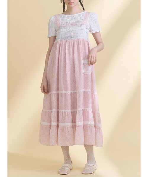 merry jenny(メリージェニー)の「petit flower sheer switchワンピース(ワンピース・レディース・ピンク/ブラック/アイボリー・FREE)」の3枚目の写真