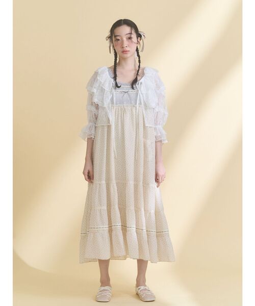 merry jenny(メリージェニー)の「petit flower sheer switchワンピース(ワンピース・レディース・ピンク/ブラック/アイボリー・FREE)」の6枚目の写真