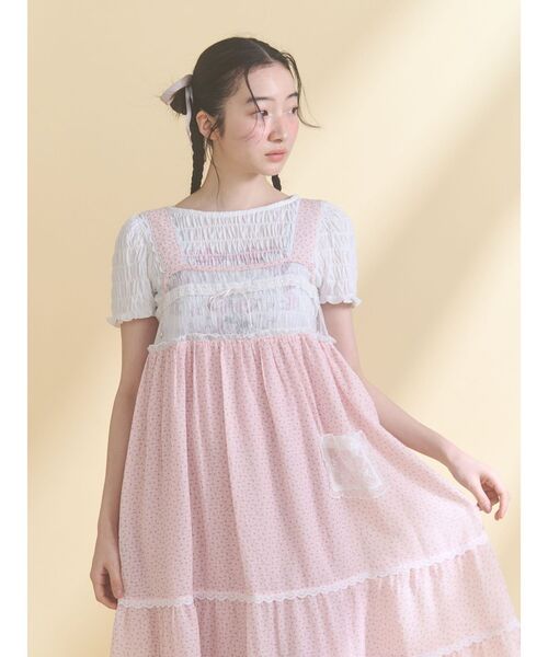 merry jenny(メリージェニー)の「petit flower sheer switchワンピース(ワンピース・レディース・ピンク/ブラック/アイボリー・FREE)」の15枚目の写真