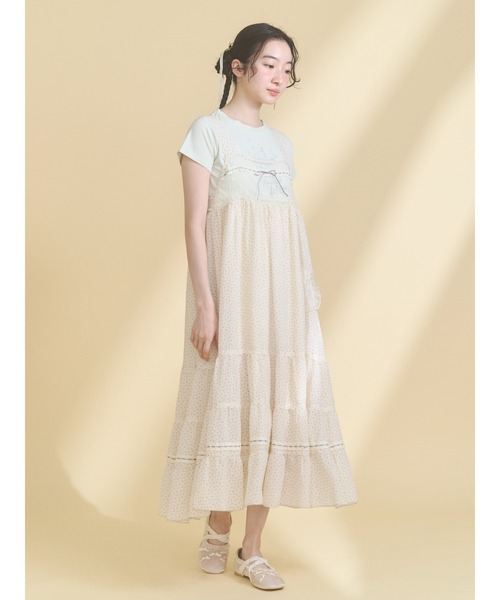 merry jenny（メリージェニー）の「petit flower sheer switchワンピース（ワンピース・レディース・ピンク/ブラック/アイボリー・FREE）」の4枚目の写真