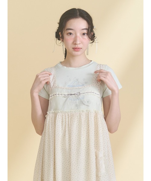 merry jenny（メリージェニー）の「petit flower sheer switchワンピース（ワンピース・レディース・ピンク/ブラック/アイボリー・FREE）」の5枚目の写真