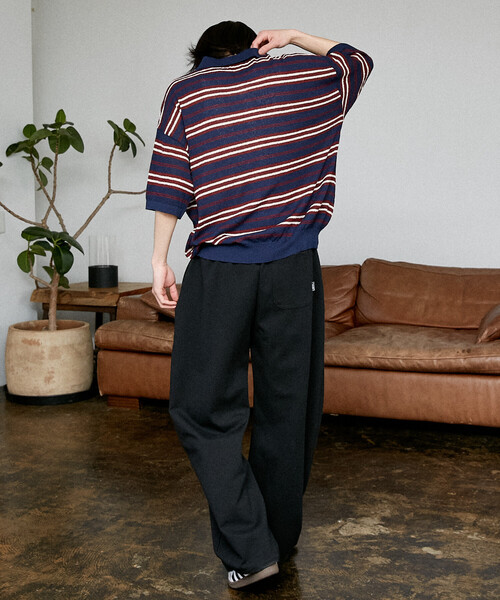 PUBLUX（パブリュクス）の「PUBLUX/パブリュクス LOVE POP STUDIO　ボーダー ニット ポロシャツ　限定展開（ポロシャツ・メンズ・ブラウン/ネイビー・LARGE/MEDIUM/SMALL）」の17枚目の写真