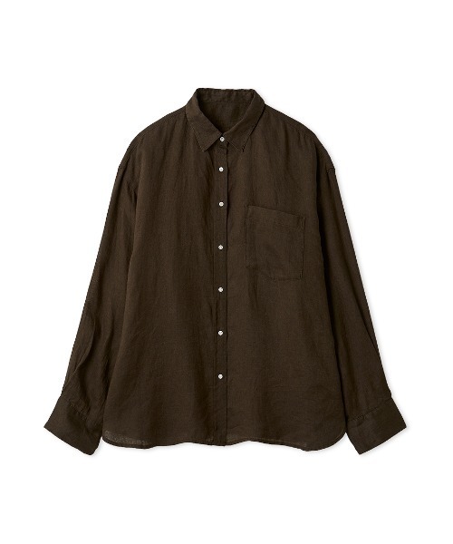 Mila Owen（ミラオーウェン）の「ポケット付きフレンチリネンシャツ（シャツ/ブラウス・レディース・ライトピンク/ライトベージュ/ミント/ブラウン/ホワイト/イエロー/オレンジ/グリーン・F）」の2枚目の写真