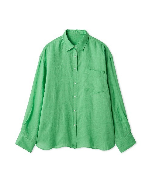 Mila Owen（ミラオーウェン）の「ポケット付きフレンチリネンシャツ（シャツ/ブラウス・レディース・ライトピンク/ライトベージュ/ミント/ブラウン/ホワイト/イエロー/オレンジ/グリーン・F）」の4枚目の写真