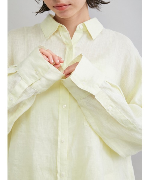 Mila Owen（ミラオーウェン）の「ポケット付きフレンチリネンシャツ（シャツ/ブラウス・レディース・ライトピンク/ライトベージュ/ミント/ブラウン/ホワイト/イエロー/オレンジ/グリーン・F）」の17枚目の写真