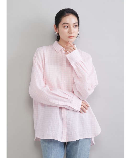 Mila Owen（ミラオーウェン）の「ポケット付きフレンチリネンシャツ（シャツ/ブラウス・レディース・ライトピンク/ライトベージュ/ミント/ブラウン/ホワイト/イエロー/オレンジ/グリーン・F）」の19枚目の写真