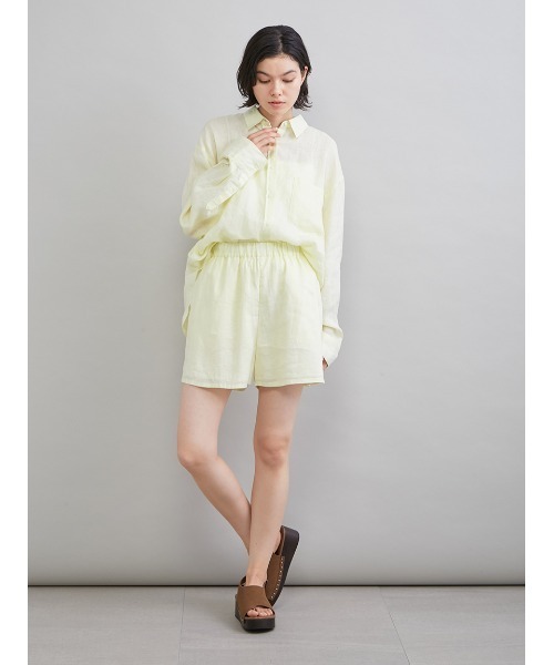 Mila Owen（ミラオーウェン）の「ポケット付きフレンチリネンシャツ（シャツ/ブラウス・レディース・ライトピンク/ライトベージュ/ミント/ブラウン/ホワイト/イエロー/オレンジ/グリーン・F）」の14枚目の写真