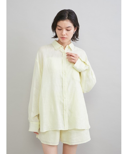 Mila Owen（ミラオーウェン）の「ポケット付きフレンチリネンシャツ（シャツ/ブラウス・レディース・ライトピンク/ライトベージュ/ミント/ブラウン/ホワイト/イエロー/オレンジ/グリーン・F）」の21枚目の写真