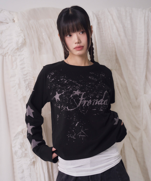 PRENDA(プレンダ)の「STAR LETTERING LOGO LONG SLEEVE BLACK(Tシャツ/カットソー・レディース・その他・F)」の1枚目の写真