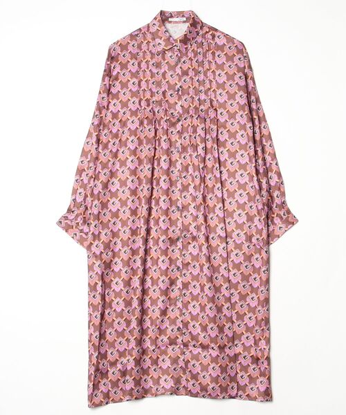 sandy（サンディー）の「幾何学プリントギャザーワンピース（ワンピース・レディース・レッド/グリーン/ブルー・FREE）」の3枚目の写真