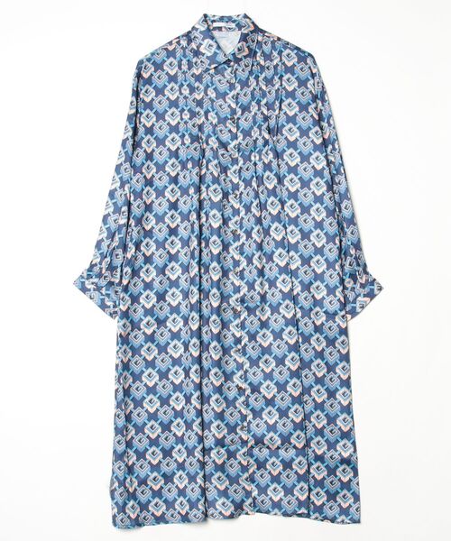 sandy（サンディー）の「幾何学プリントギャザーワンピース（ワンピース・レディース・レッド/グリーン/ブルー・FREE）」の2枚目の写真