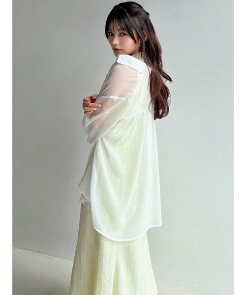 RESEXXY（リゼクシー）の「シアーギャザーシャツ（シャツ/ブラウス・レディース・ピンク/ホワイト/ブラック・FREE）」の6枚目の写真