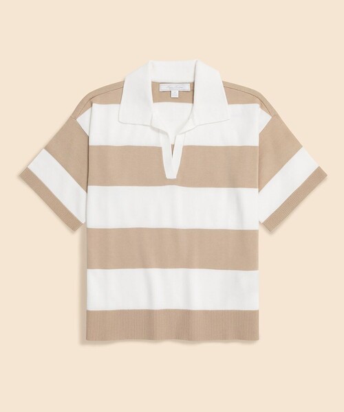 BROOKS BROTHERS(ブルックスブラザーズ)の「スーピマコットン ラグビーストライプ ショートスリーブ ポロセーター(ニット/セーター・レディース・ベージュ・MEDIUM/SMALL/X-SMALL)」の5枚目の写真