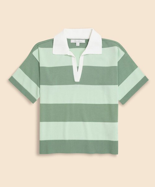 BROOKS BROTHERS(ブルックスブラザーズ)の「スーピマコットン ラグビーストライプ ショートスリーブ ポロセーター(ニット/セーター・レディース・ベージュ・MEDIUM/SMALL/X-SMALL)」の9枚目の写真