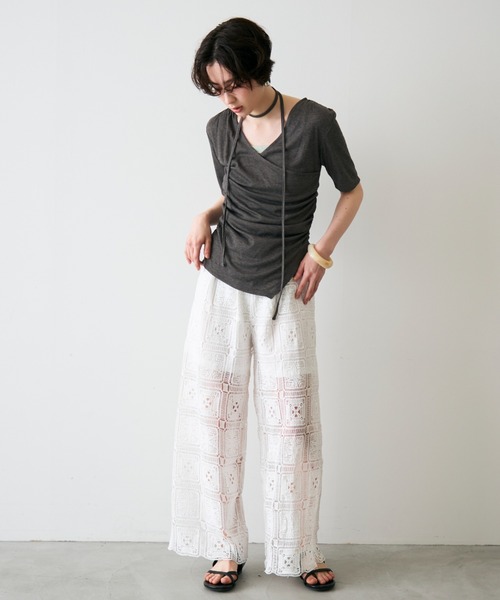 Trish(トリッシュ)の「シアーテレコドレープカシュクールプルオーバー(Tシャツ/カットソー・レディース・アイボリー/グレー・FREE)」の16枚目の写真