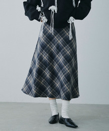 Mirette（ミレット）の「クラシックチェック フレアミモレ丈スカート / Classic Plaid Flare Midi Skirt（スカート）」