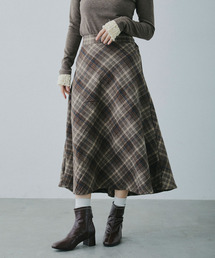 Mirette（ミレット）の「クラシックチェック フレアミモレ丈スカート / Classic Plaid Flare Midi Skirt（スカート）」