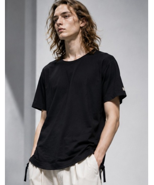 Sakka（サッカ）の「【MADE IN JAPAN】裾コード付き 切りっぱなしデザインTEE（Tシャツ/カットソー・メンズ・ホワイト/ブラック・FREE）」の2枚目の写真