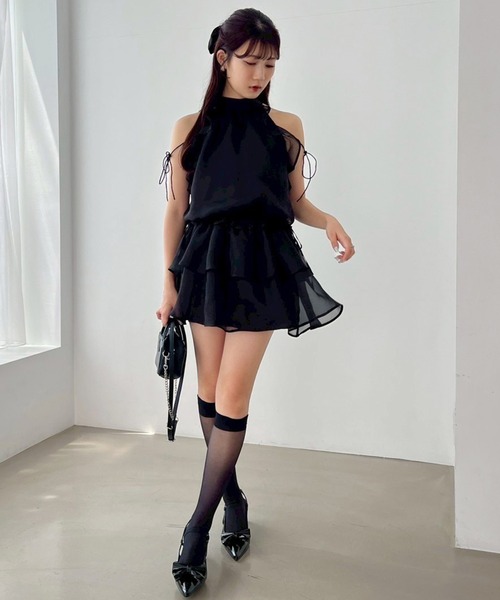 one after another NICE CLAUP(ワンアフターアナザーナイスクラップ)の「【リバイバル】アメスリバックリボンミニワンピース(ワンピース・レディース・ブラック/ブラック系その他/サックスブルー/ピンク/ホワイト系その他・FREE)」の8枚目の写真