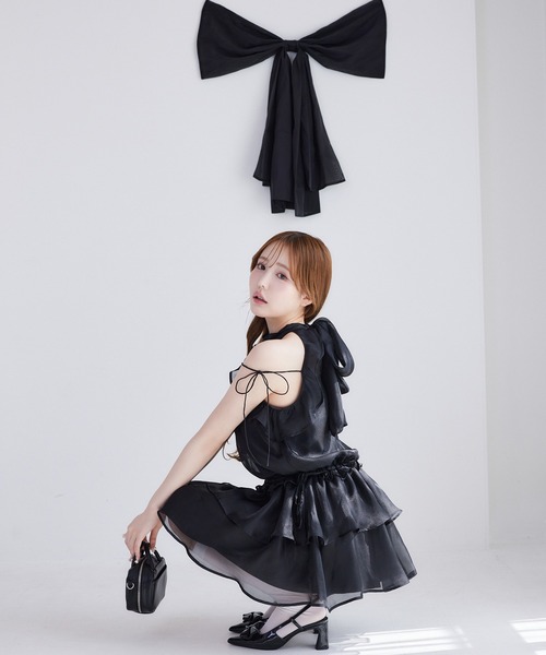 one after another NICE CLAUP(ワンアフターアナザーナイスクラップ)の「【リバイバル】アメスリバックリボンミニワンピース(ワンピース・レディース・ブラック/ブラック系その他/サックスブルー/ピンク/ホワイト系その他・FREE)」の7枚目の写真