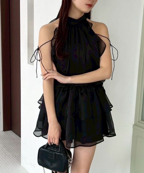 one after another NICE CLAUP(ワンアフターアナザーナイスクラップ)の「【リバイバル】アメスリバックリボンミニワンピース(ワンピース・レディース・ブラック/ブラック系その他/サックスブルー/ピンク/ホワイト系その他・FREE)」の11枚目の写真