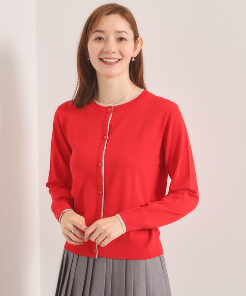 ITS'DEMO（イッツデモ）の「【手洗い可】レイヤード風カーディガン（カーディガン/ボレロ・レディース・ベビーピンク/レッド系/アイボリー/ネイビー・00）」の4枚目の写真