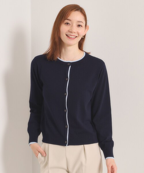 ITS'DEMO（イッツデモ）の「【手洗い可】レイヤード風カーディガン（カーディガン/ボレロ・レディース・ベビーピンク/レッド系/アイボリー/ネイビー・00）」の2枚目の写真