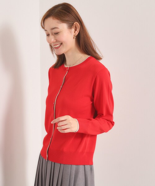 ITS'DEMO（イッツデモ）の「【手洗い可】レイヤード風カーディガン（カーディガン/ボレロ・レディース・ベビーピンク/レッド系/アイボリー/ネイビー・00）」の9枚目の写真