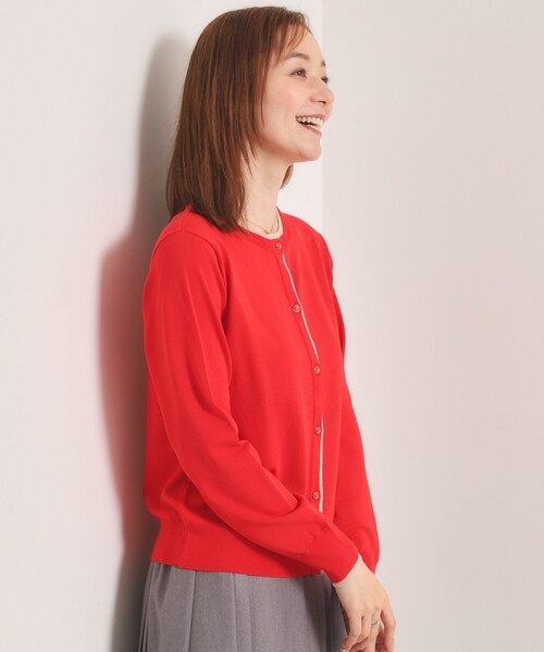 ITS'DEMO（イッツデモ）の「【手洗い可】レイヤード風カーディガン（カーディガン/ボレロ・レディース・ベビーピンク/レッド系/アイボリー/ネイビー・00）」の10枚目の写真