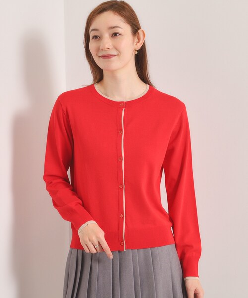 ITS'DEMO（イッツデモ）の「【手洗い可】レイヤード風カーディガン（カーディガン/ボレロ・レディース・ベビーピンク/レッド系/アイボリー/ネイビー・00）」の21枚目の写真