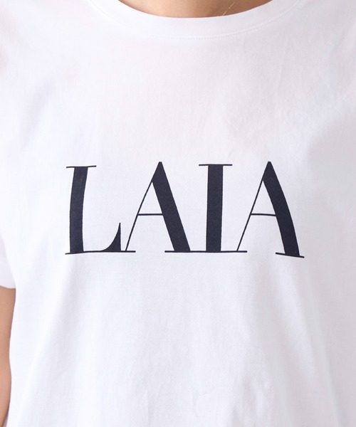 MICA&DEAL（マイカ＆ディール）の「"LAIA"ロゴヘムラウンドTシャツ〈2サイズ展開〉（Tシャツ/カットソー・レディース・ライトベージュ/ライトブルー/ネイビー/ホワイト・36/38）」の12枚目の写真