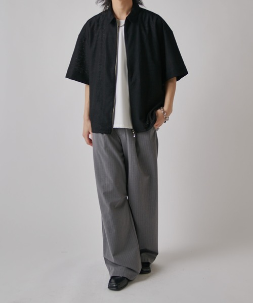 Lui's(ルイス)の「S/S ZIPレースシャツ(シャツ/ブラウス・メンズ・ブラック/ホワイト/オリーブ・S/M)」の9枚目の写真