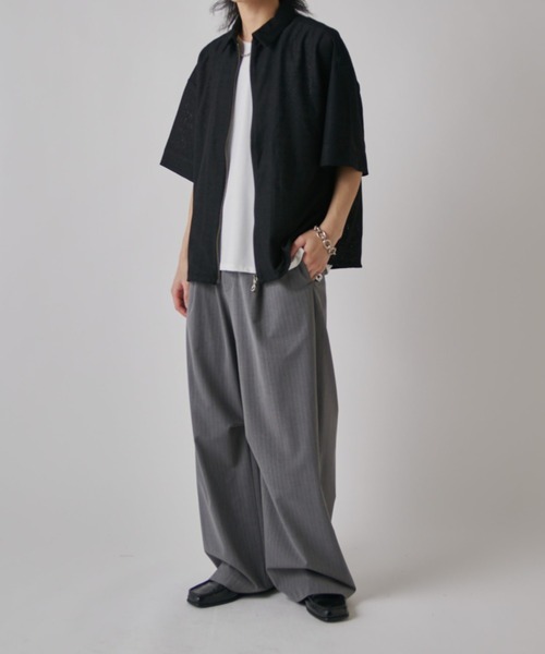 Lui's(ルイス)の「S/S ZIPレースシャツ(シャツ/ブラウス・メンズ・ブラック/ホワイト/オリーブ・S/M)」の10枚目の写真