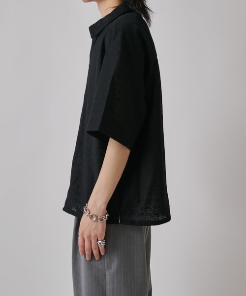 Lui's(ルイス)の「S/S ZIPレースシャツ(シャツ/ブラウス・メンズ・ブラック/ホワイト/オリーブ・S/M)」の7枚目の写真