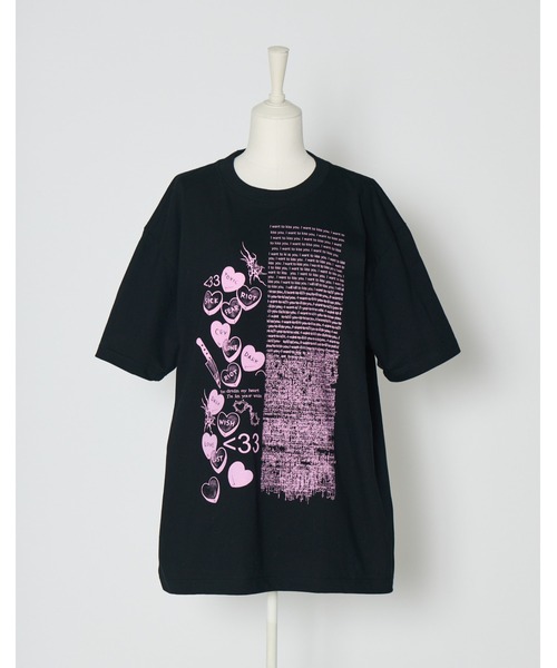 AVENCHUMU(アバンチュウム)の「Full of illustration T-shirt(Tシャツ/カットソー・レディース・ブラック/ホワイト/ピンク・FREE)」の9枚目の写真