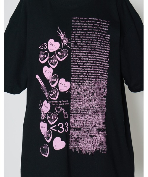 AVENCHUMU(アバンチュウム)の「Full of illustration T-shirt(Tシャツ/カットソー・レディース・ブラック/ホワイト/ピンク・FREE)」の14枚目の写真