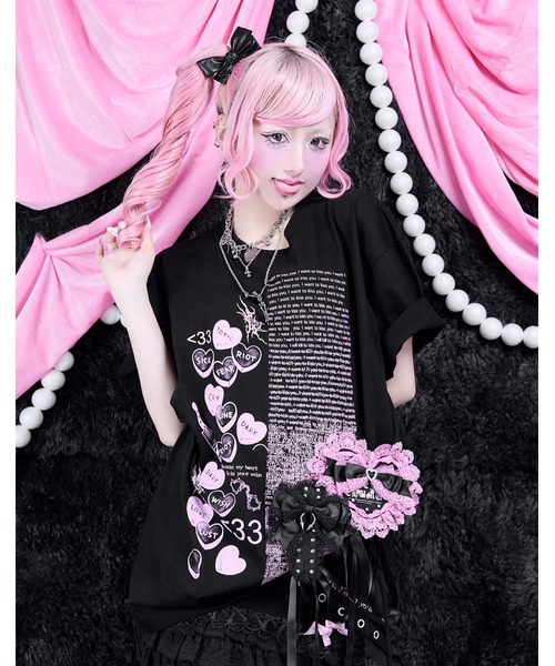 AVENCHUMU(アバンチュウム)の「Full of illustration T-shirt(Tシャツ/カットソー・レディース・ブラック/ホワイト/ピンク・FREE)」の22枚目の写真