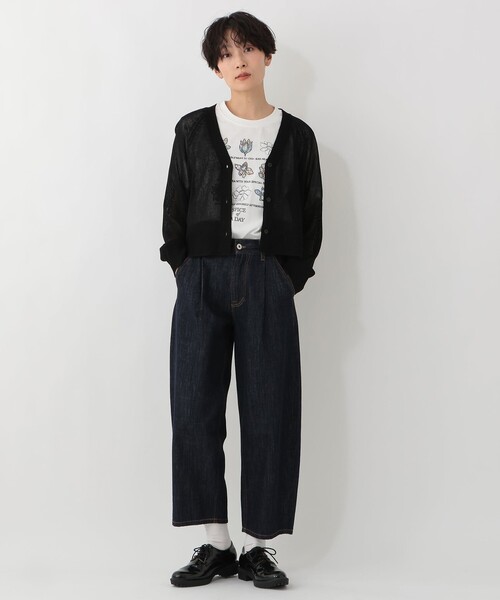 Afternoon Tea(アフタヌーンティー)の「パッチワーク刺繍Tシャツ/リバティプリント(Tシャツ/カットソー・レディース・オフホワイト/チャコールグレー/パープル・MEDIUM)」の6枚目の写真