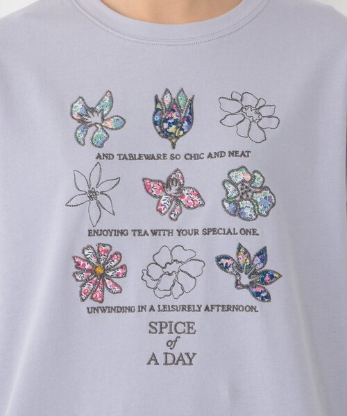 Afternoon Tea(アフタヌーンティー)の「パッチワーク刺繍Tシャツ/リバティプリント(Tシャツ/カットソー・レディース・オフホワイト/チャコールグレー/パープル・MEDIUM)」の10枚目の写真
