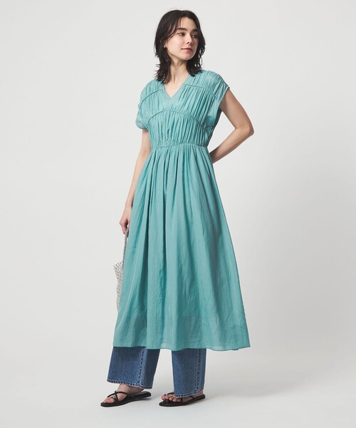 green label relaxing（グリーンレーベルリラクシング）の「ティアード ギャザー ワンピース（ワンピース・レディース・ダークブラウン/ライトブルー/ブラック・FREE）」の12枚目の写真