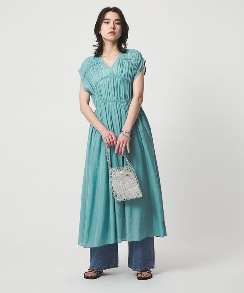 green label relaxing（グリーンレーベルリラクシング）の「ティアード ギャザー ワンピース（ワンピース・レディース・ダークブラウン/ライトブルー/ブラック・FREE）」の13枚目の写真
