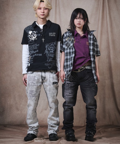GALFY（ガルフィー）の「『GALFY/ガルフィー』あの頃の兄ちゃんスキニー【Z】（デニムパンツ・メンズ・ホワイト/ブラック・L/XL）」の3枚目の写真